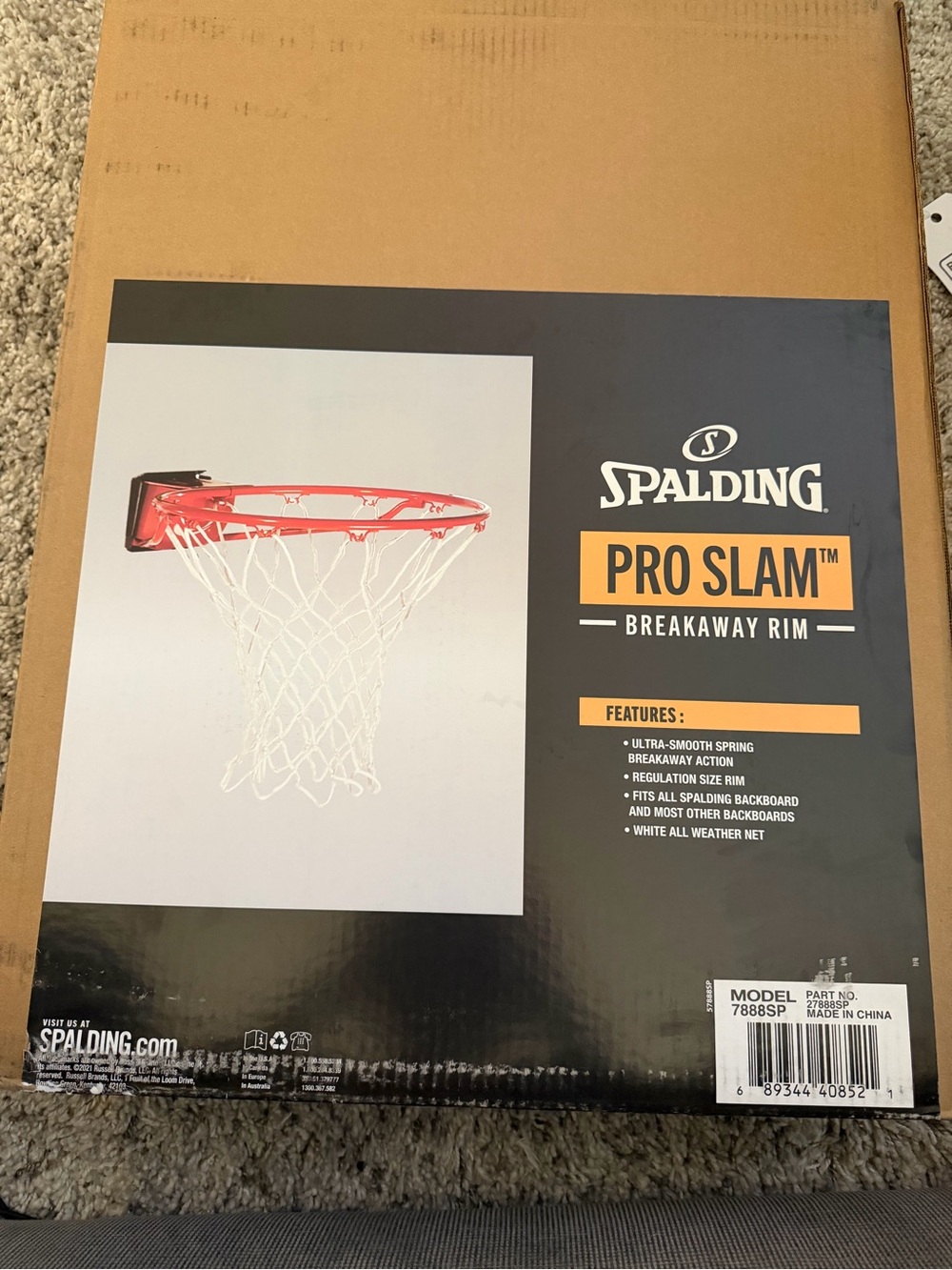 Spalding Red Basketball Breakaway Rim with White Net